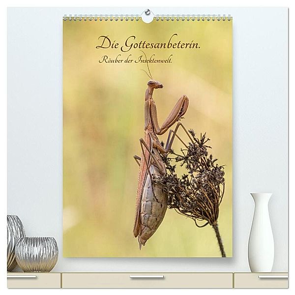 Die Gottesanbeterin. Räuber der Insektenwelt. (hochwertiger Premium Wandkalender 2024 DIN A2 hoch), Kunstdruck in Hochglanz, Juehust