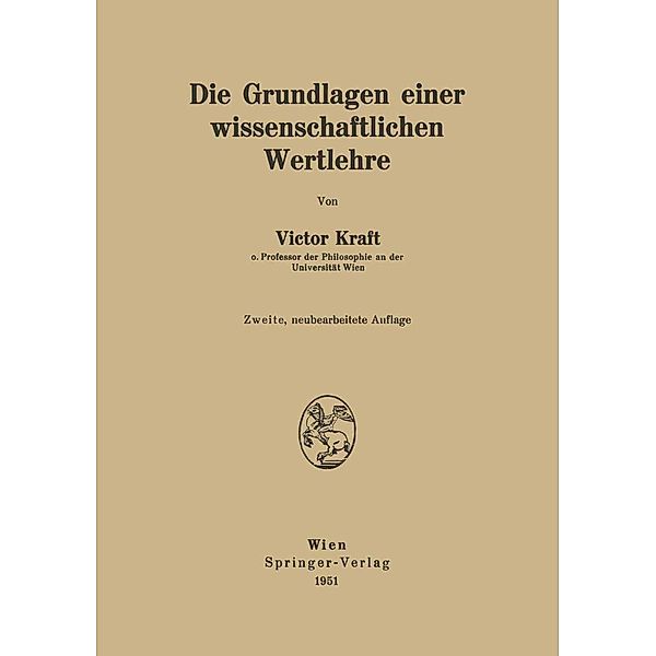 Die Grundlagen einer wissenschaftlichen Wertlehre, Victor Kraft