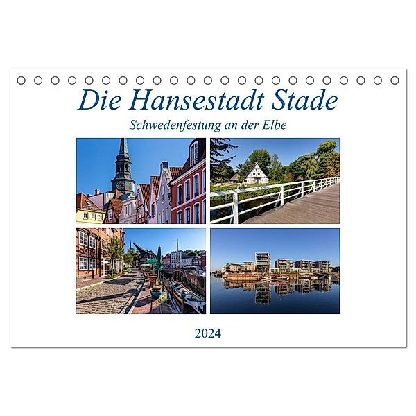 Die Hansestadt Stade - Schwedenfestung an der Elbe (Tischkalender 2024 DIN A5 quer), CALVENDO Monatskalender, Thomas Klinder