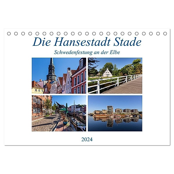 Die Hansestadt Stade - Schwedenfestung an der Elbe (Tischkalender 2024 DIN A5 quer), CALVENDO Monatskalender, Thomas Klinder