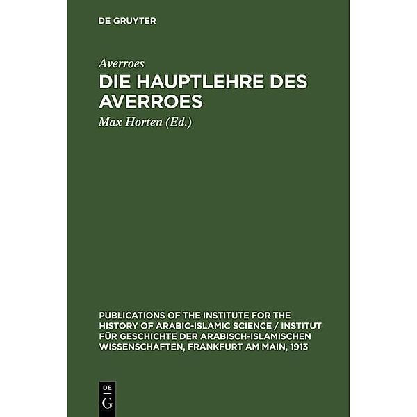 Die Hauptlehre des Averroes, Averroes