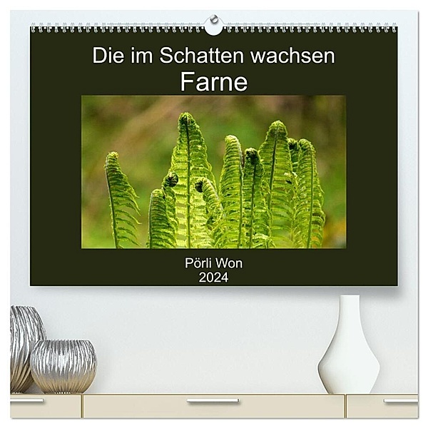 Die im Schatten wachsen - Farne (hochwertiger Premium Wandkalender 2024 DIN A2 quer), Kunstdruck in Hochglanz, Pörli Won
