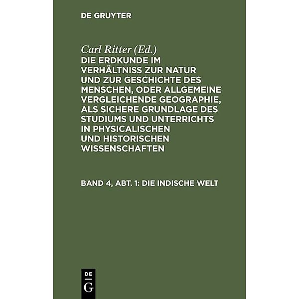 Die Indische Welt, Carl Ritter