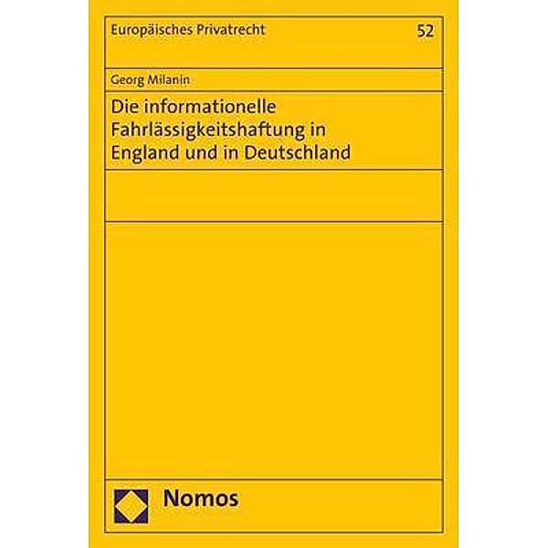 Die informationelle Fahrlässigkeitshaftung in England und in Deutschland, Georg Milanin