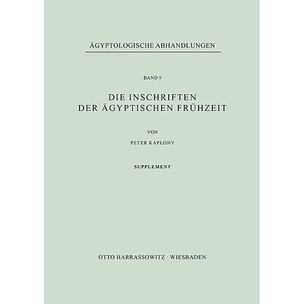 Die Inschriften der ägyptischen Frühzeit, Peter Kaplony