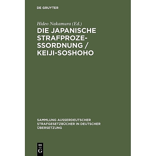 Die japanische Strafprozeßordnung / Keiji-Soshoho