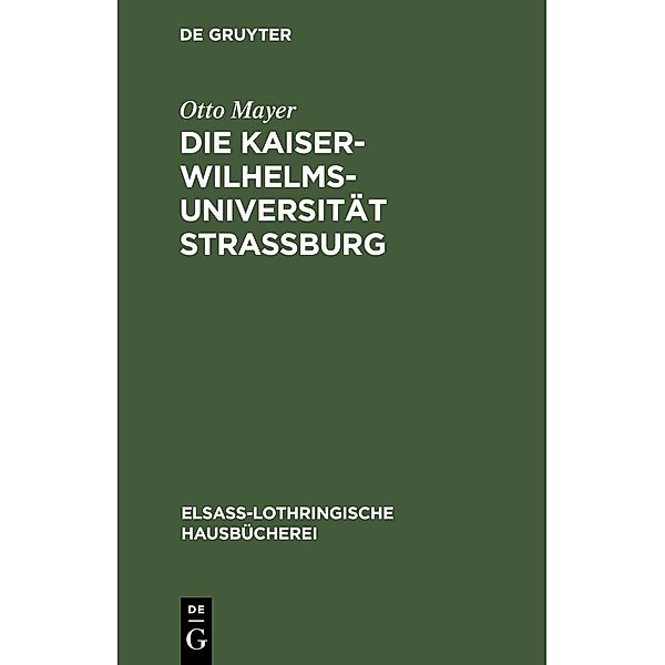 Die Kaiser-Wilhelms-Universität Strassburg, Otto Mayer