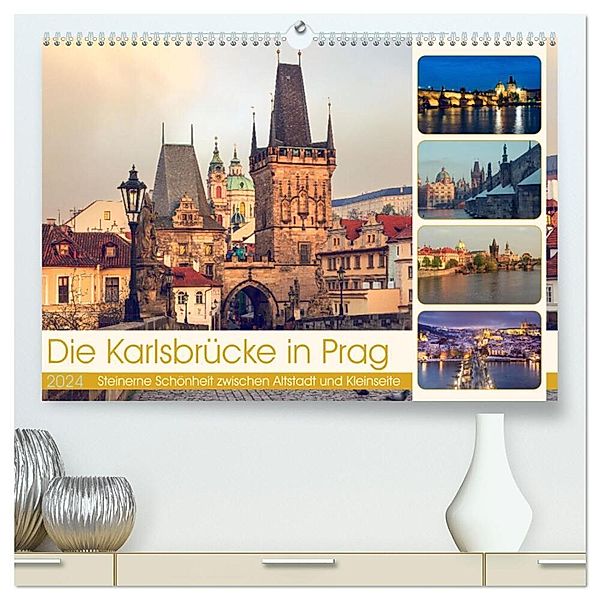 Die Karlsbrücke in Prag (hochwertiger Premium Wandkalender 2024 DIN A2 quer), Kunstdruck in Hochglanz, Drachenkind-Fotografie