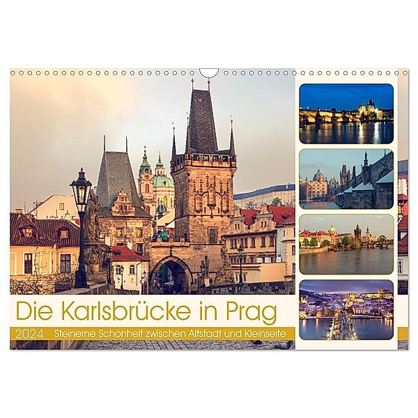 Die Karlsbrücke in Prag (Wandkalender 2024 DIN A3 quer), CALVENDO Monatskalender, Drachenkind-Fotografie