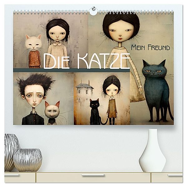 Die Katze - mein Freund (hochwertiger Premium Wandkalender 2025 DIN A2 quer), Kunstdruck in Hochglanz, Calvendo, Erich Krätschmer