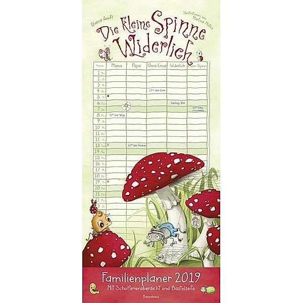 Die kleine Spinne Widerlich - Familienplaner 2019, Diana Amft, Eva Maria Hahn