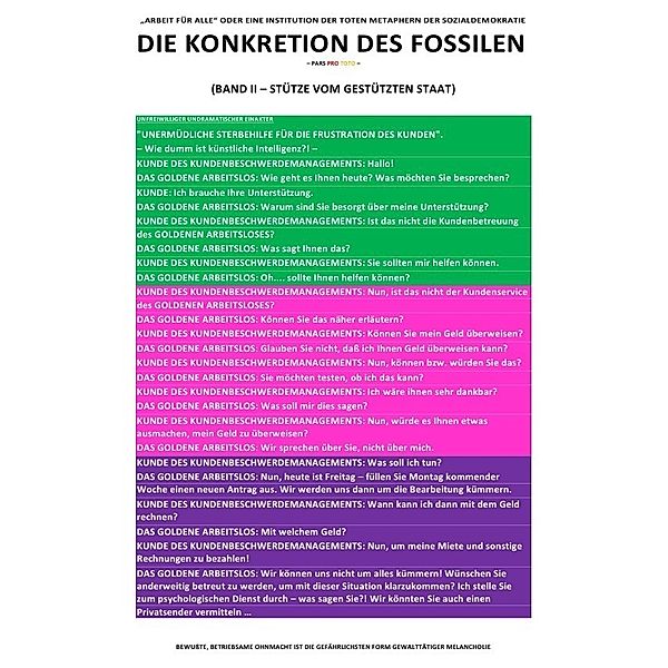 DIE KONKRETION DES FOSSILEN / DIE KONKRETION DES FOSSILEN - ARBEIT FÜR ALLE ODER EINE INSTITUTION DER TOTEN METAPHERN DER SOZIALDEMOKRATIE (BD 2/6), Sozialkritische Professionals: Deutschland (SP: D)