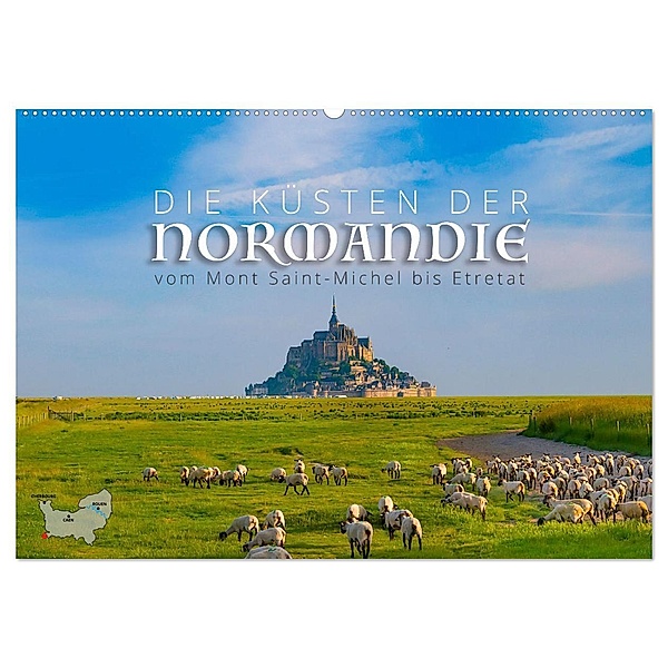 Die Küsten der Normandie vom Mont Saint-Michel bis Étretat (Wandkalender 2024 DIN A2 quer), CALVENDO Monatskalender, Reinhold Ratzer