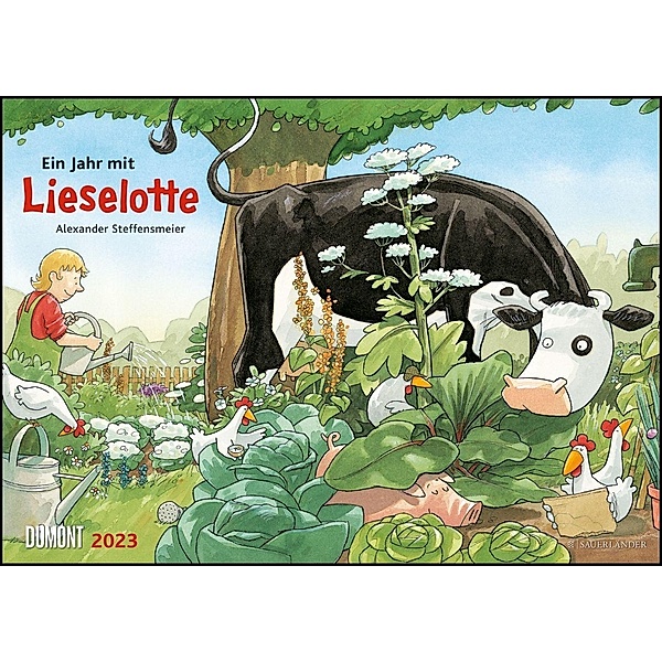 Die Kuh Lieselotte 2023 - Erfunden und illustriert von Alexander Steffensmeier - Wandkalender für Kinder - Format 42 x 2
