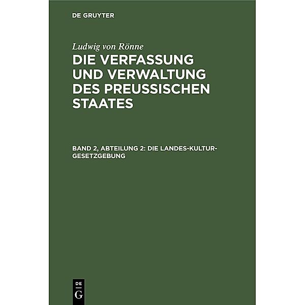 Die Landes-Kultur-Gesetzgebung, Ludwig von Rönne