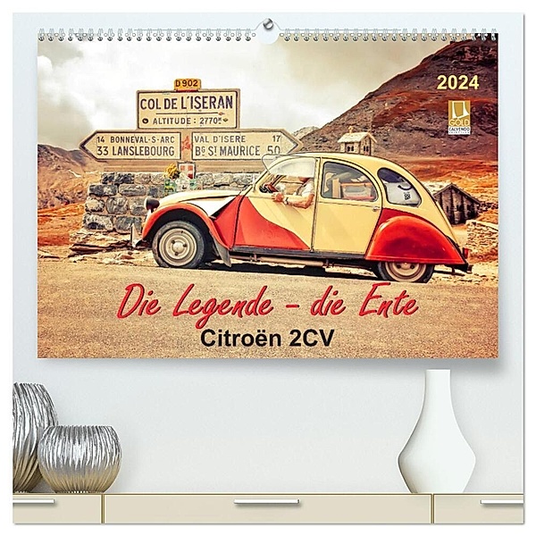 Die Legende - die Ente, Citroën 2CV (hochwertiger Premium Wandkalender 2024 DIN A2 quer), Kunstdruck in Hochglanz, Peter Roder