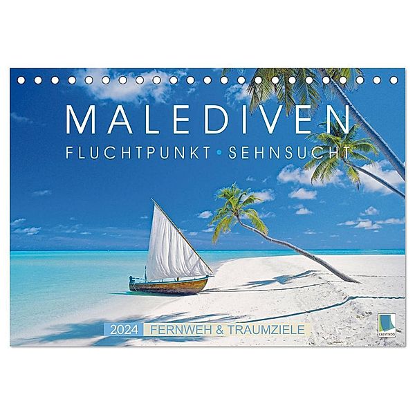 Die Malediven: Fluchtpunkt Sehnsucht (Tischkalender 2024 DIN A5 quer), CALVENDO Monatskalender, Calvendo