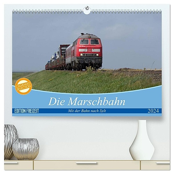 Die Marschbahn (hochwertiger Premium Wandkalender 2024 DIN A2 quer), Kunstdruck in Hochglanz, Bahnblitze.de