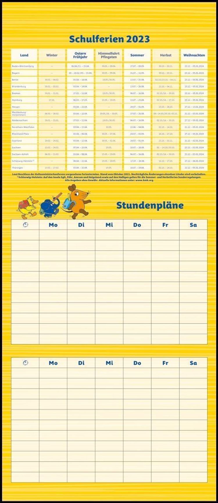 Die Maus 2023 - DUMONT Mega-Familienkalender mit 6 Spalten - Familienplaner  mit 2 Stundenplänen und Ferientabelle - Hoch - Kalender bestellen