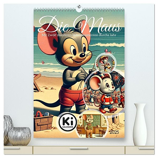 Die Maus - Mit Zwölf munteren Mäusemomenten durchs Jahr (hochwertiger Premium Wandkalender 2025 DIN A2 hoch), Kunstdruck in Hochglanz, Calvendo, Marco Warstat