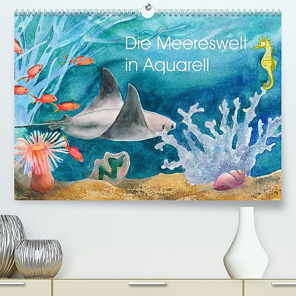 Die Meereswelt in Aquarell (Premium, hochwertiger DIN A2 Wandkalender 2023, Kunstdruck in Hochglanz), Jitka Krause