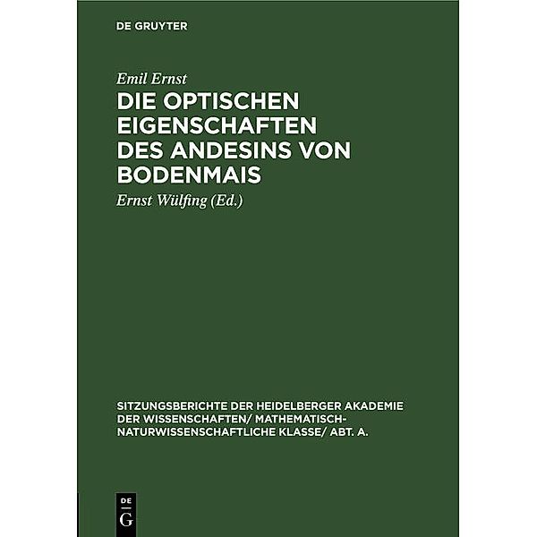 Die optischen Eigenschaften des Andesins von Bodenmais, Emil Ernst