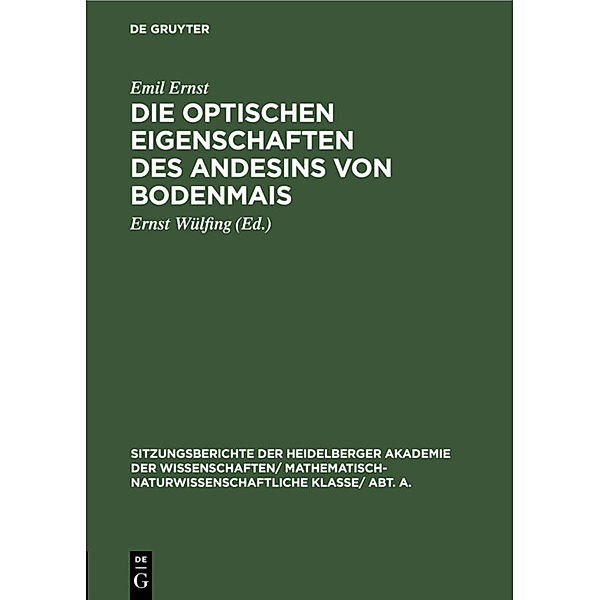 Die optischen Eigenschaften des Andesins von Bodenmais, Emil Ernst