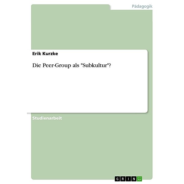 Die Peer-Group als Subkultur?, Erik Kurzke