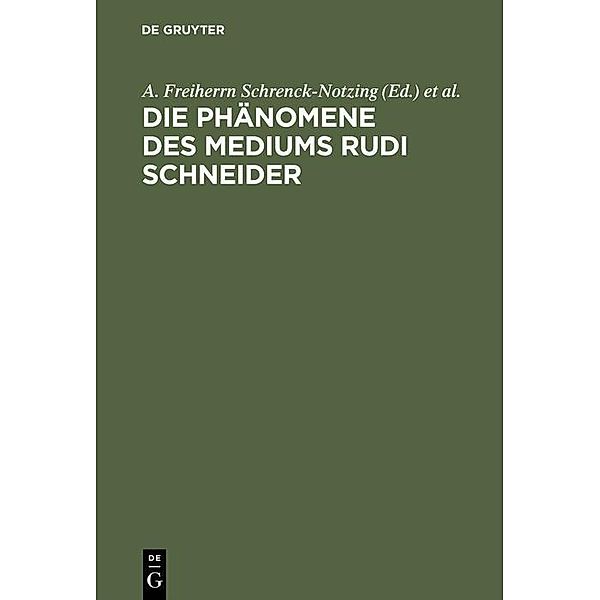 Die Phänomene des Mediums Rudi Schneider