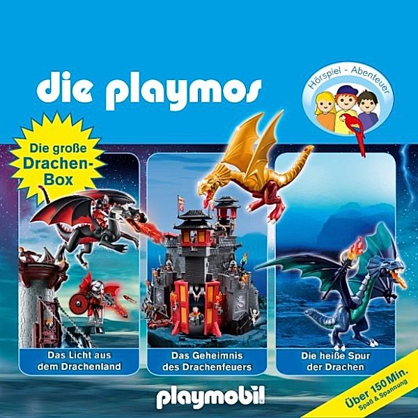 Die Playmos, Die große Drachen-Box - Die Playmos - Das Original Playmobil Hörspiel, Die große Drachen-Box, Folgen 13, 38, 50: Das Licht aus dem Drachenland / Das Geheimnis des Drachenfeuers / Die heiße Spur der Drachen, Simon X. Rost, Florian Fickel