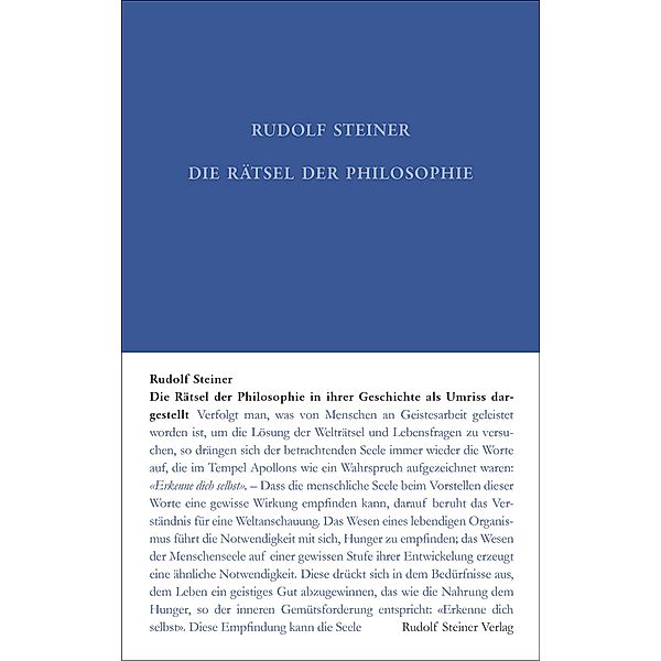 Die Rätsel der Philosophie in ihrer Geschichte als Umriss dargestellt, Rudolf Steiner