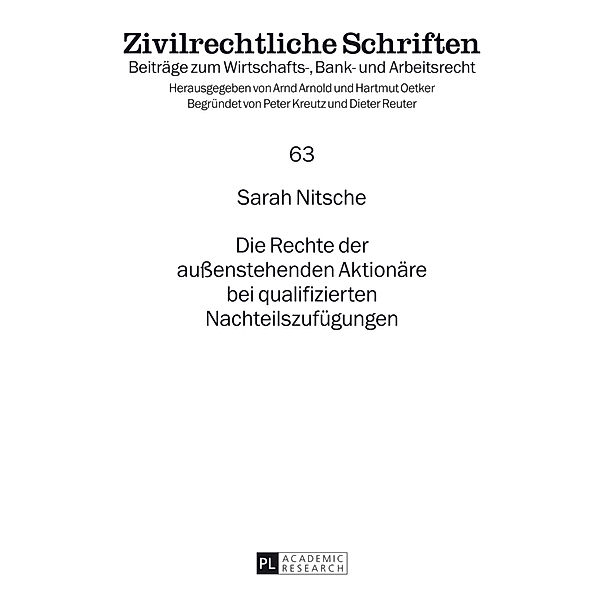 Die Rechte der außenstehenden Aktionäre bei qualifizierten Nachteilszufügungen, Sarah Nitsche