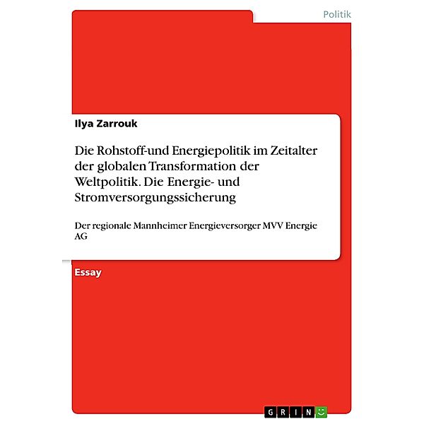 Die Rohstoff-und Energiepolitik im Zeitalter der globalen Transformation der Weltpolitik. Die Energie- und Stromversorgungssicherung, Ilya Zarrouk