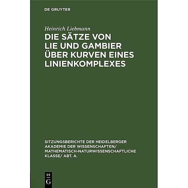 Die Sätze von Lie und Gambier über Kurven eines Linienkomplexes, Heinrich Liebmann