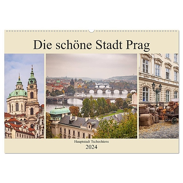 Die schöne Stadt Prag (Wandkalender 2024 DIN A2 quer), CALVENDO Monatskalender, Thomas Deter