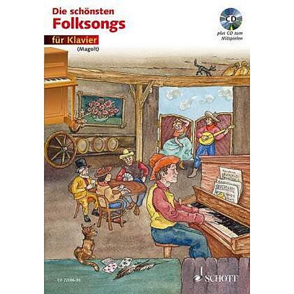 Die schönsten Folksongs, für Klavier, m. Audio-CD