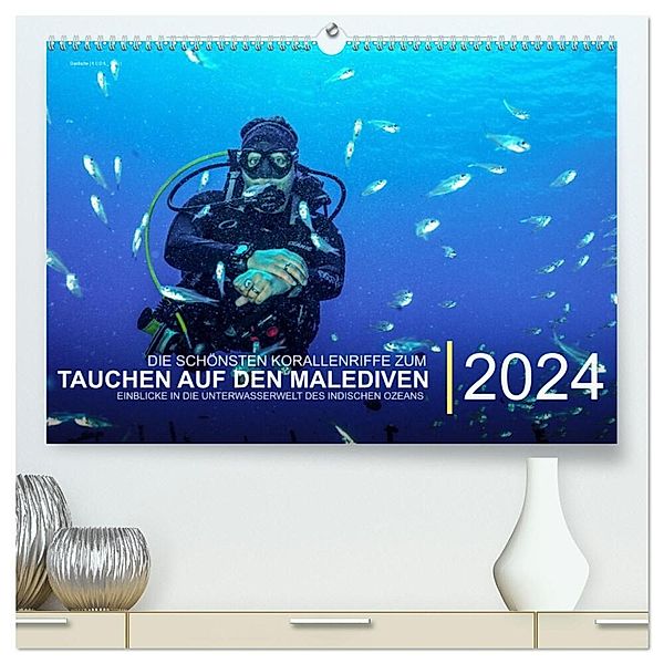 Die schönsten Korallenriffe zum Tauchen auf den Malediven (hochwertiger Premium Wandkalender 2024 DIN A2 quer), Kunstdruck in Hochglanz, Christian Hubo - feel4nature