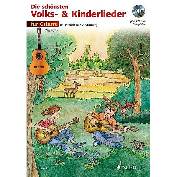 Die schönsten Volks- & Kinderlieder, 1-2 Gitarren, m. Audio-CD