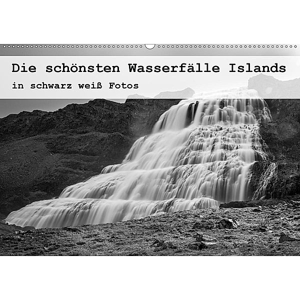 Die schönsten Wasserfälle Islands in schwarz weiß Fotos (Wandkalender 2020 DIN A2 quer), Herbert Redtenbacher