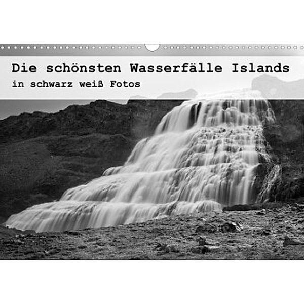 Die schönsten Wasserfälle Islands in schwarz weiß Fotos (Wandkalender 2022 DIN A3 quer), Herbert Redtenbacher