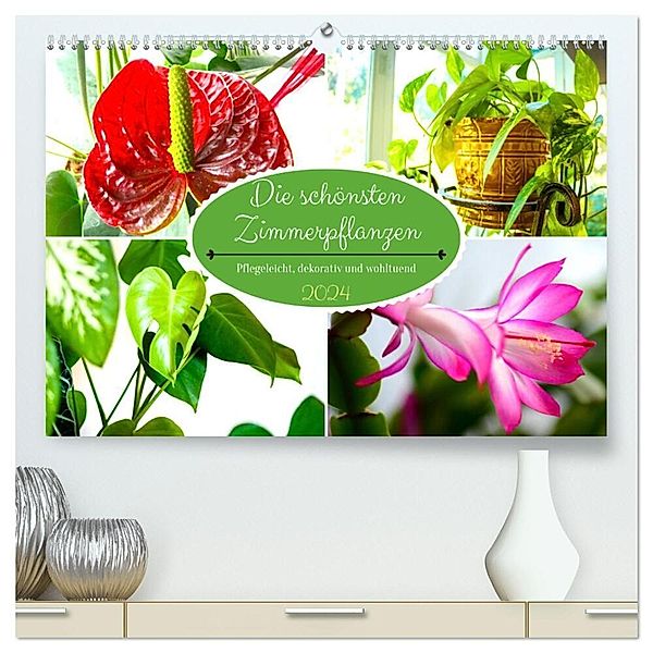 Die schönsten Zimmerpflanzen. Pflegeleicht, dekorativ und wohltuend (hochwertiger Premium Wandkalender 2024 DIN A2 quer), Kunstdruck in Hochglanz, Rose Hurley