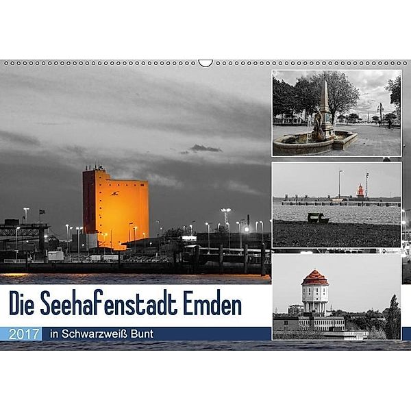 Die Seehafenstadt Emden - in Schwarzweiß Bunt (Wandkalender 2017 DIN A2 quer), Rolf Pötsch