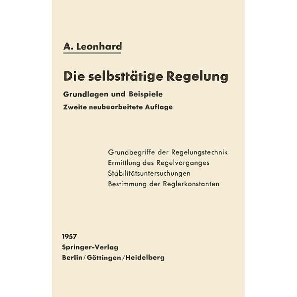 Die selbsttätige Regelung, Adolf Leonhard