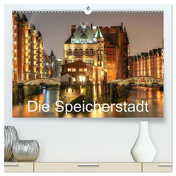 Die Speicherstadt (hochwertiger Premium Wandkalender 2024 DIN A2 quer), Kunstdruck in Hochglanz, Joachim Hasche