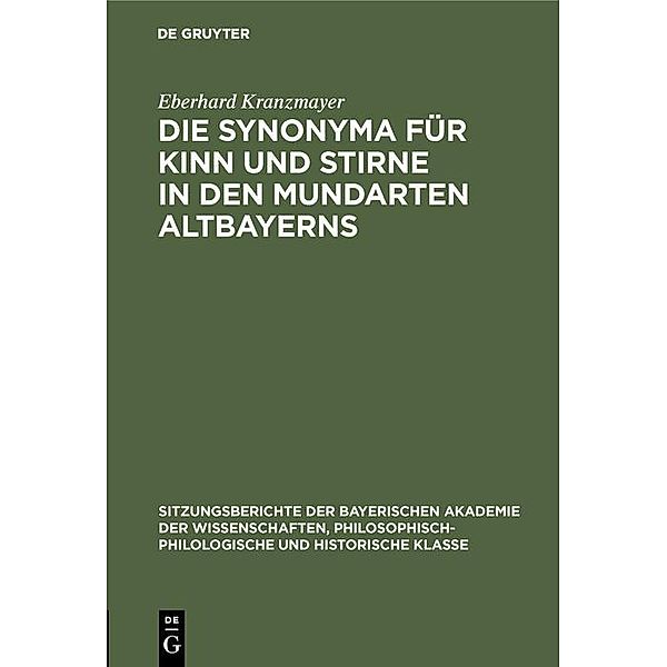 Die Synonyma für Kinn und Stirne in den Mundarten Altbayerns / Jahrbuch des Dokumentationsarchivs des österreichischen Widerstandes, Eberhard Kranzmayer