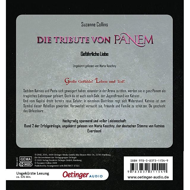 Die Tribute von Panem - 2 - Gefährliche Liebe Hörbuch - Weltbild.de