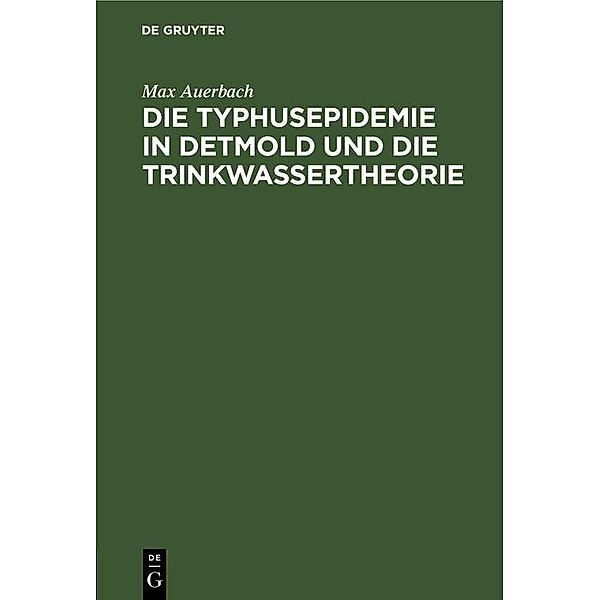 Die Typhusepidemie in Detmold und die Trinkwassertheorie / Jahrbuch des Dokumentationsarchivs des österreichischen Widerstandes, Max Auerbach