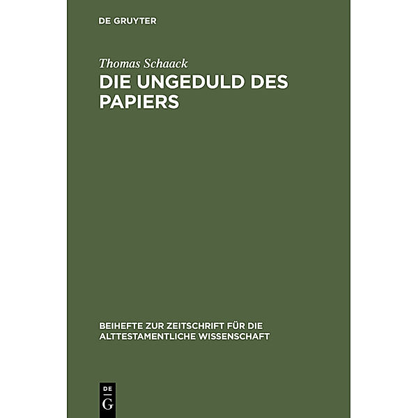 Die Ungeduld des Papiers, Thomas Schaack