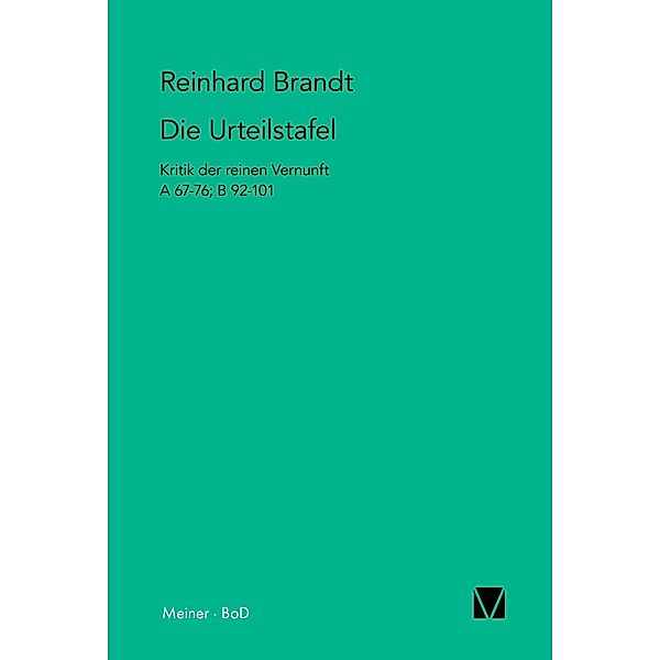 Die Urteilstafel / Kant-Forschungen Bd.4, Reinhard Brandt