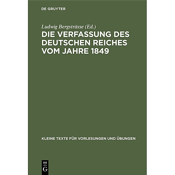 Die Verfassung des Deutschen Reiches vom Jahre 1849